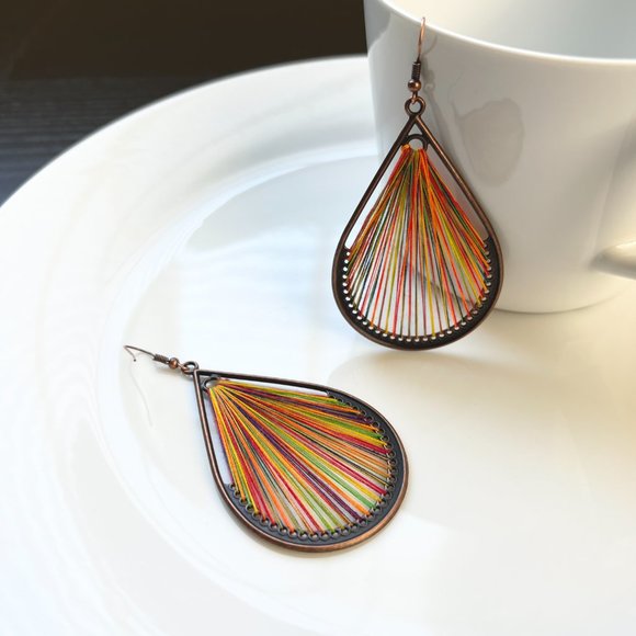 NEW "Dew" Bronze Earrings (Multicolor) - Picture 2 of 6
